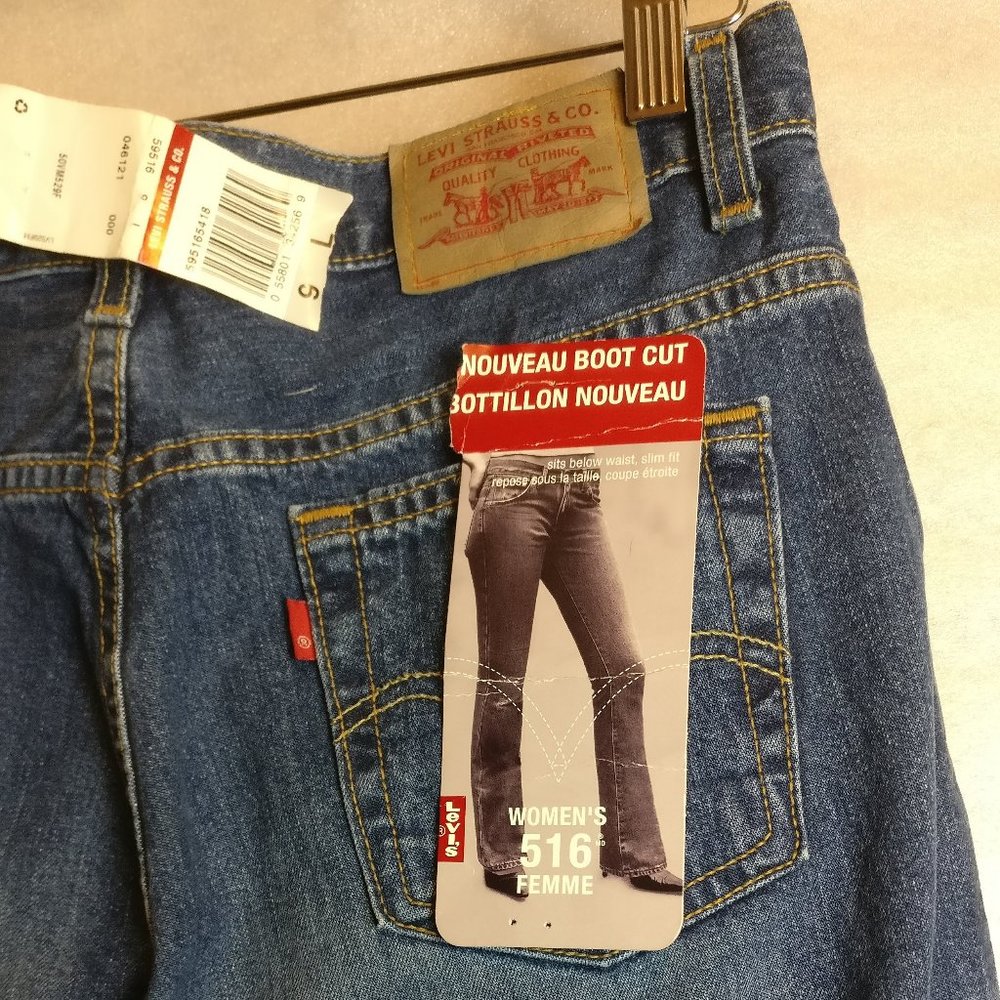 Levis WOMENS 516 BOOTCUT "9 Long" CLASSIC BLUE JEANS, BRAND NEW with Measurement